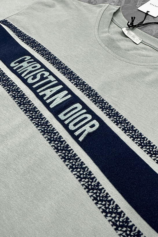 Мужская оверсайз футболка Dior - Grayish Green