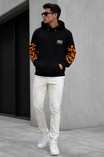 Мужское чёрное худи Amiri Bones logo-print   