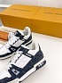 Женские кожаные кроссовки Louis Vuitton Trainer Monogram - White / Blue