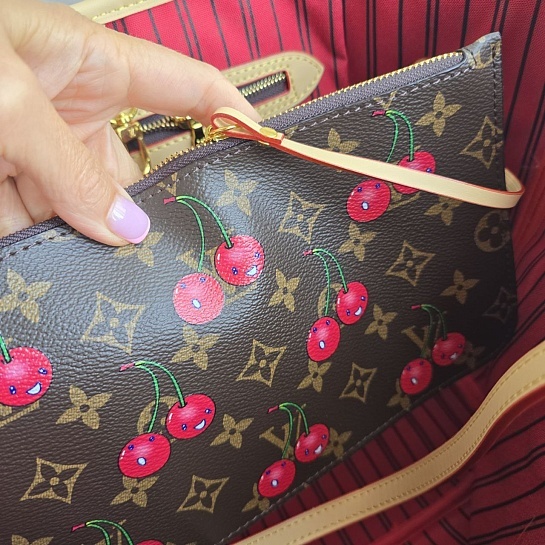 Кожаная сумка Louis Vuitton x Takashi Murakami Cherry Neverfull MM 32x28 см