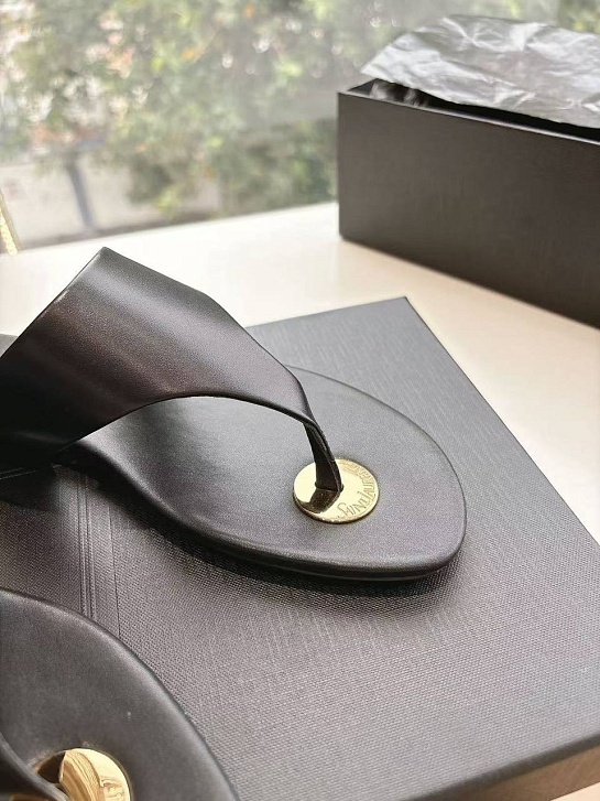 Женские кожаные шлёпанцы Yves Saint Laurent Premium - Black