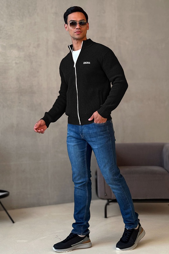 Свитер на молнии Zegna Premium - Black