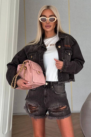 Женские джинсовые шорты  MIU MIU premium   