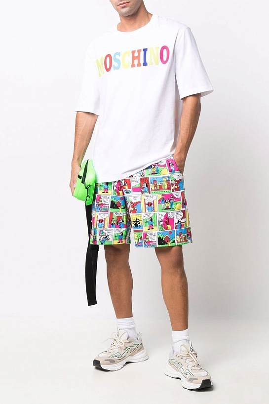 Белая оверсайз футболка Moschino colourblocked logo