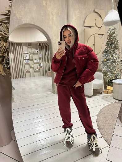 Женский бордовый костюм тройка MIU MIU   