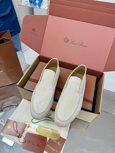 Женские замшевые лоферы Loro Piana premium - Beige   