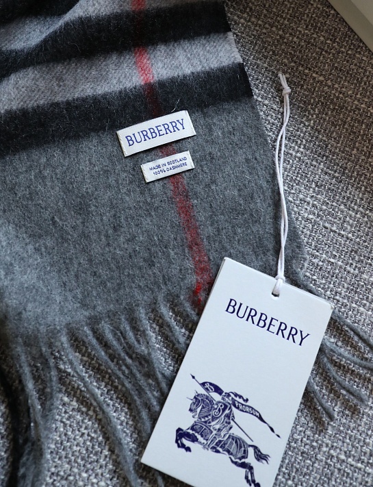 Шарф Burberry two-tone Check premium 168x30 см - Grey