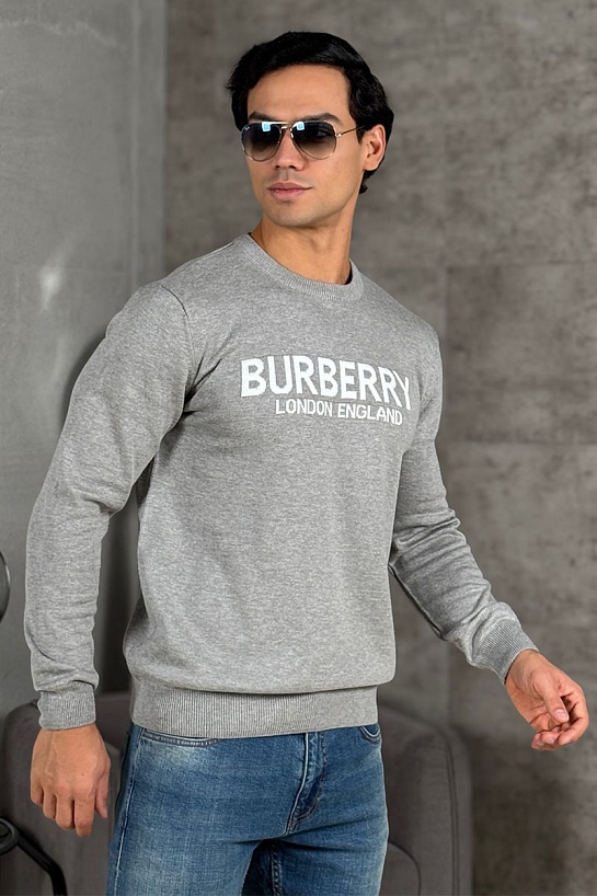 Мужской джемпер Burberry logo-intarsia - Grey