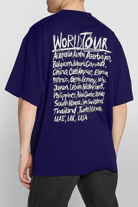 Фиолетовая оверсайз футболка Vetements world tour
