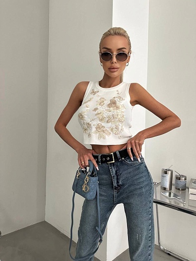 Женская майка Dior белого цвета   