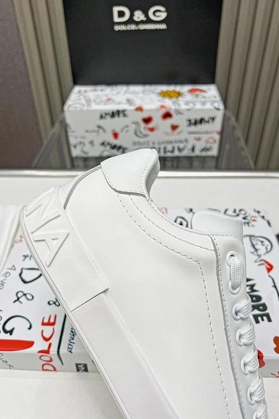 Кожаные кроссовки белого цвета Dolce & Gabbana Portofino