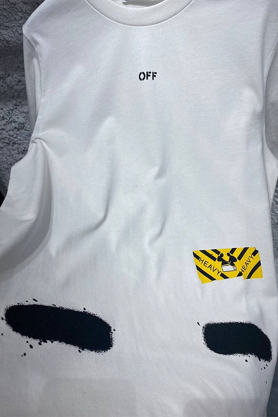 Белая оверсайз футболка Off-White Heavy diag spray