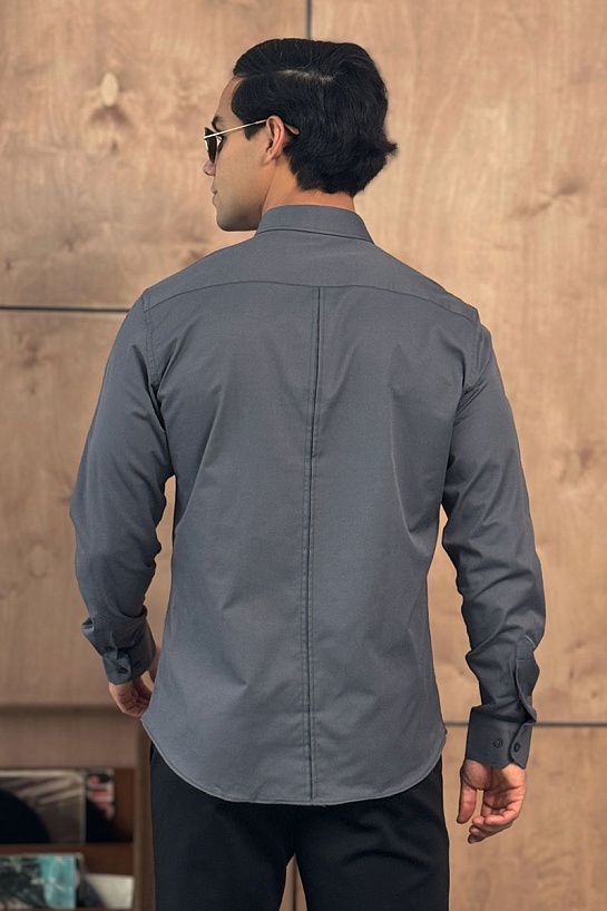 Мужская серая рубашка Loro Piana logo-embroidered