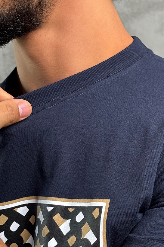 Мужская синяя футболка Hugo Boss logo-print