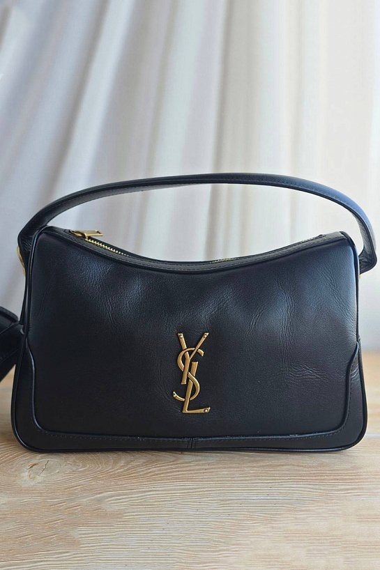 Женская чёрная кожаная сумка Yves Saint Laurent 29x18 см