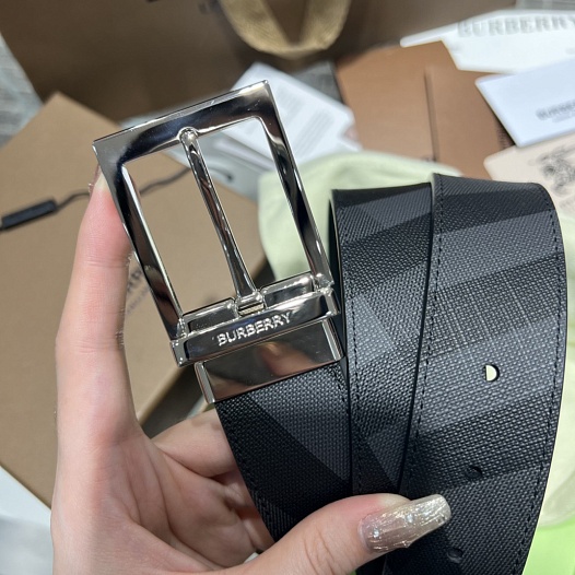 Кожаный ремень Burberry Check TB premium   