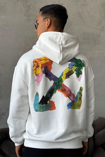 Мужское белое худи Off-White Brush Arrow   