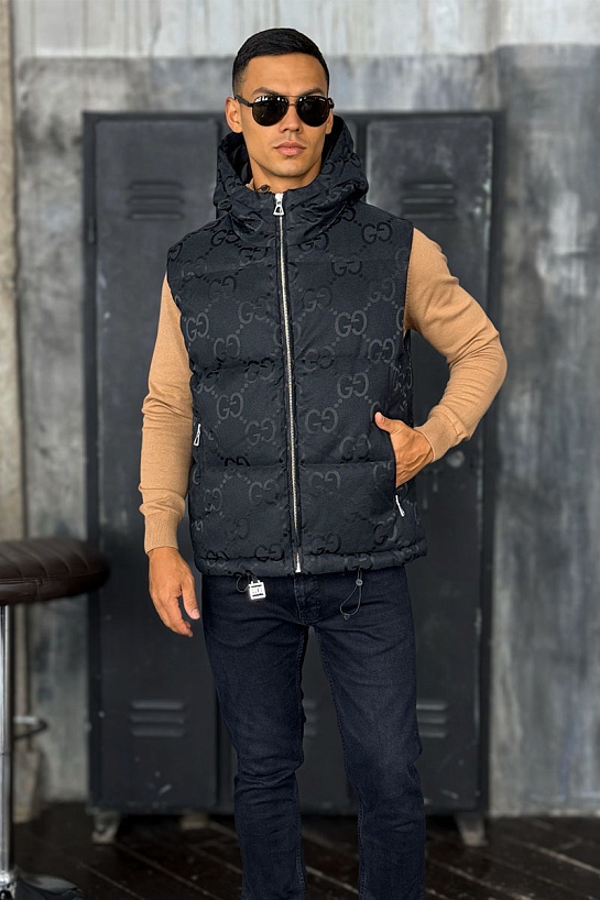 Мужской чёрный жилет Gucci GG Monogram