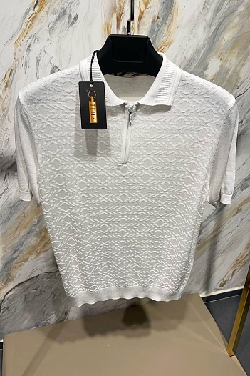 Мужское поло белого цвета Zilli zip neck   