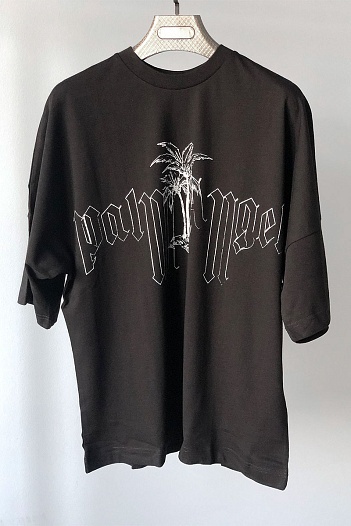 Чёрная оверсайз футболка Palm Angels logo print   