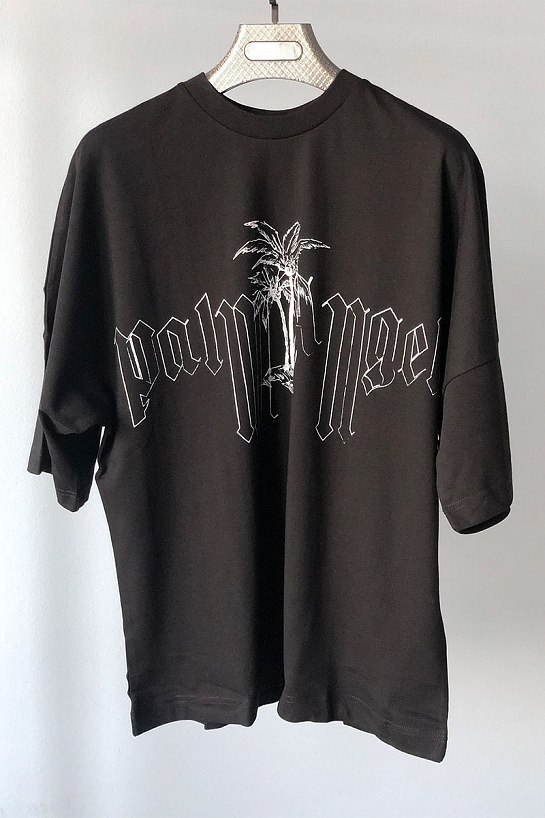 Чёрная оверсайз футболка Palm Angels logo print