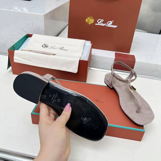 Женские замшевые сандалии Loro Piana Premium - Grey   