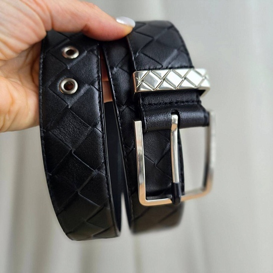 Чёрный кожаный ремень Bottega Veneta - длина 105 см