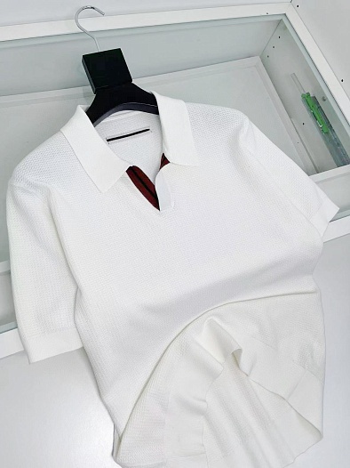 Мужское поло Zegna buttonless - White   