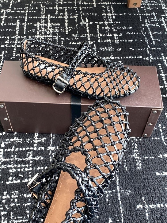 Женские плетёные балетки ALaia Premium - Black