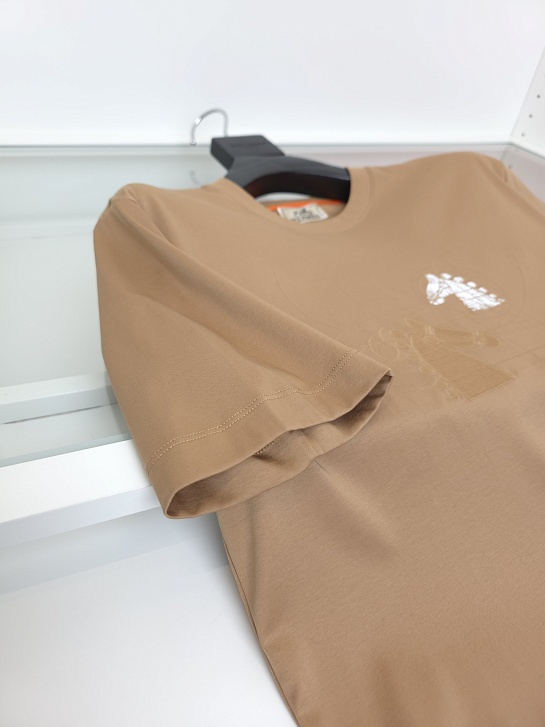 Мужская коричневая футболка Hermes premium