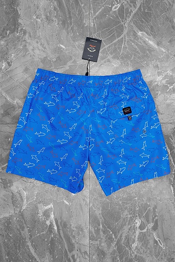 Мужские синие шорты Paul & Shark shark-print   