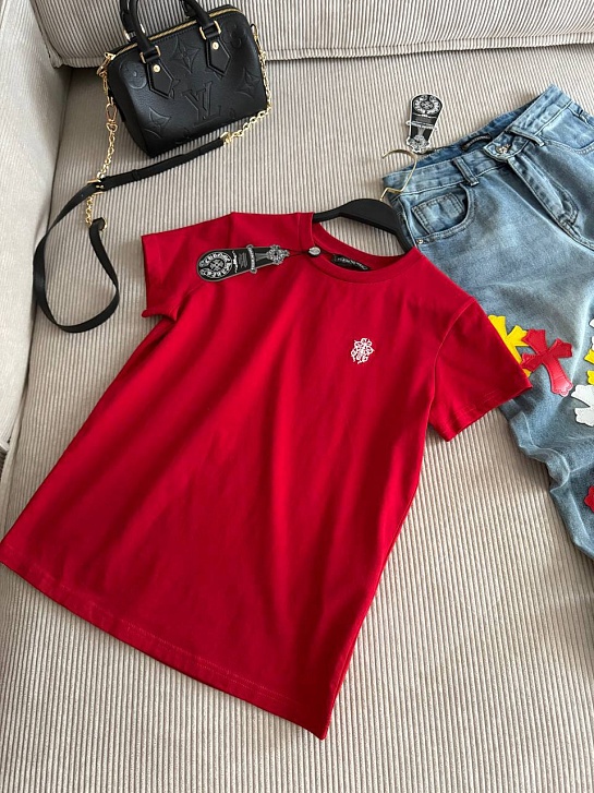 Женская красная футболка Chrome Hearts premium