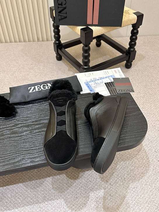 Кроссовки с мехом Ermenegildo Zegna Triple Stitch high-top