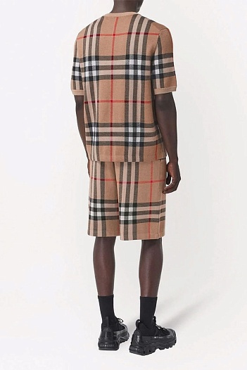 Бежевая футболка Burberry Check motif   