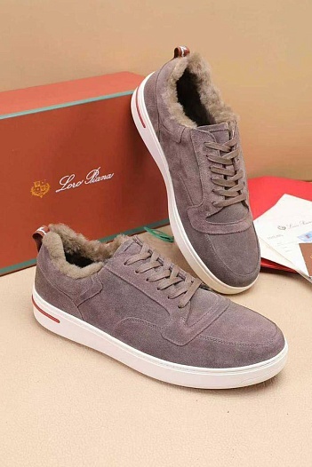 Кроссовки с мехом Loro Piana Newport Walk - Beige   