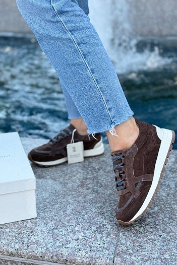 Женские замшевые кроссовки Brunello Cucinelli   