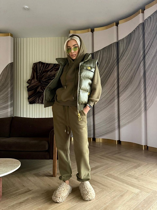 Женский костюм тройка на флисе Schiaparelli Premium - Green