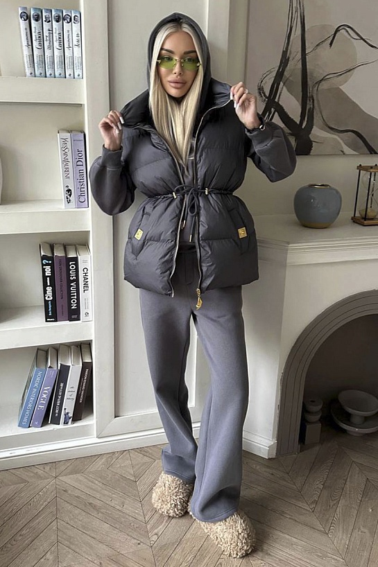 Женский костюм тройка на флисе Schiaparelli premium - Grey