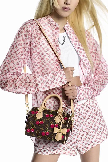 Кожаная сумка Louis Vuitton x Takashi Murakami Cherry Speedy 22x16 см   