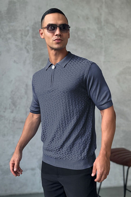 Мужское поло Stefano Ricci цвета индиго