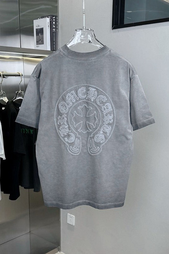 Серая оверсайз футболка Chrome Hearts Premium