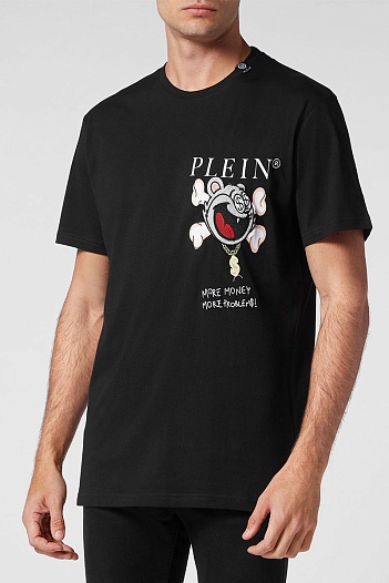 Чёрная футболка Philipp Plein more money more problems   