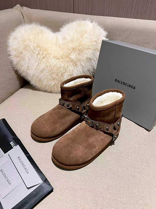 Женские ботинки с мехом Balenciaga Alaska premium - Brown