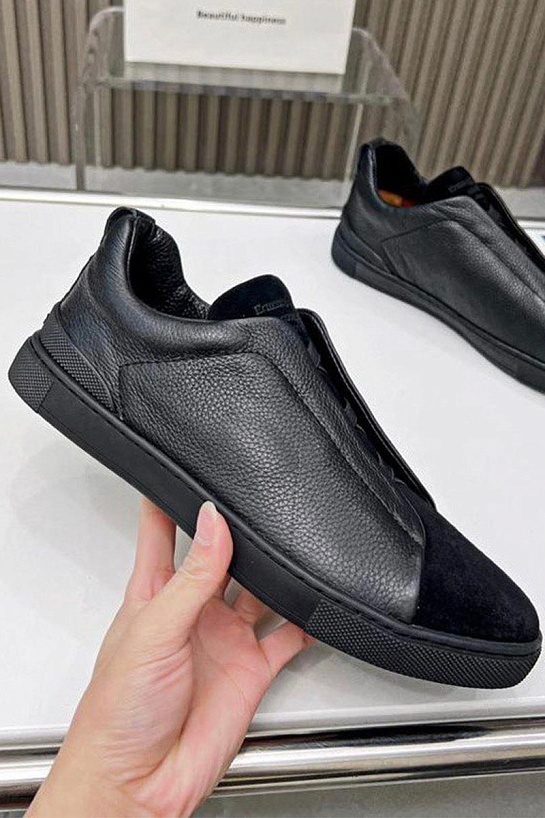 Чёрные комбинированные кроссовки Ermenegildo Zegna