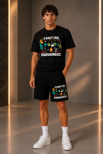 Мужская футболка Dsquared2 "Camping" - Black   