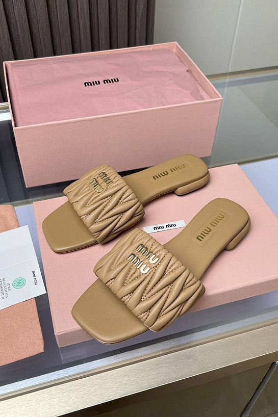 Женские шлёпанцы MIU MIU Premium - Beige