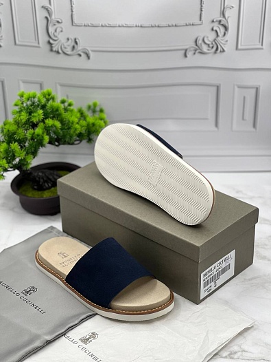 Мужские шлёпанцы Brunello Cucinelli - Navy   
