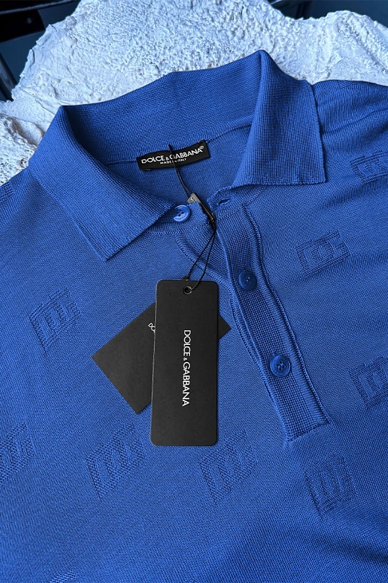 Мужское поло Dolce & Gabbana monogram all-over - Blue