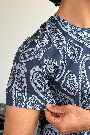Синяя футболка с узором пейсли Etro Premium   