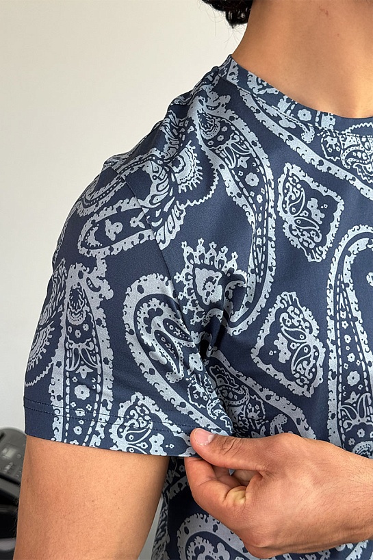 Синяя футболка с узором пейсли Etro Premium